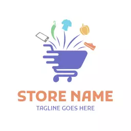 Colorful Shopping Cart Icon Representing Departmental Store Logo Template