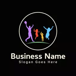 Colorful Silhouettes of Family Enjoying Activities Logo Template