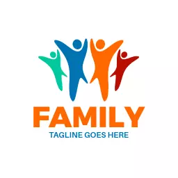 Colorful Silhouettes of Happy Family Members Logo Template