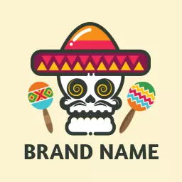 Colorful Skull with Sombrero Celebrating Mexico Culture Logo Template
