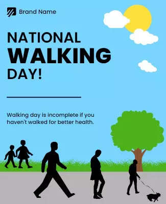 Colorful Sky Background for National Walking Day Celebration Poster Template