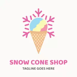 Colorful Snow Cone in a Waffle Cone for Summer Refreshment Logo Template