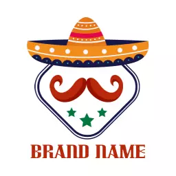 Colorful Sombrero and Mustache Design Celebrating Mexico Logo Template