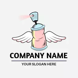 Colorful Spray Paint Can with Wings Design for Graffiti Logo Template