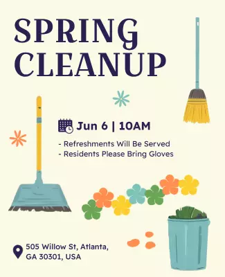 Colorful Spring Cleanup Community Event Poster Template