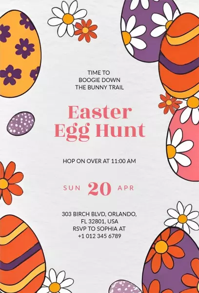 Colorful Spring Easter Egg Hunt Celebration Invitation Template