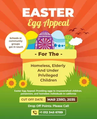 Colorful Spring Easter Fundraiser Community Appeal Poster Template