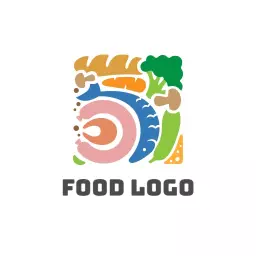 Colorful Square Healthy Food Ingredients Logo Template