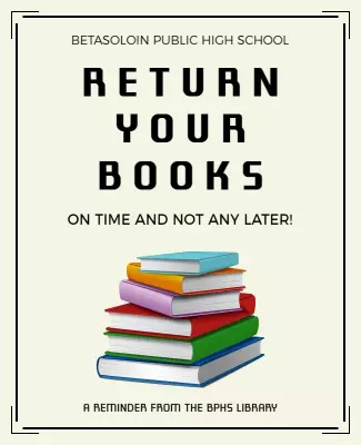 Colorful Stack of Books Library Reminder Poster Template