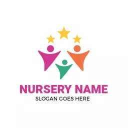 Colorful Star-Embellished Family Symbol for Nursery Logo Template
