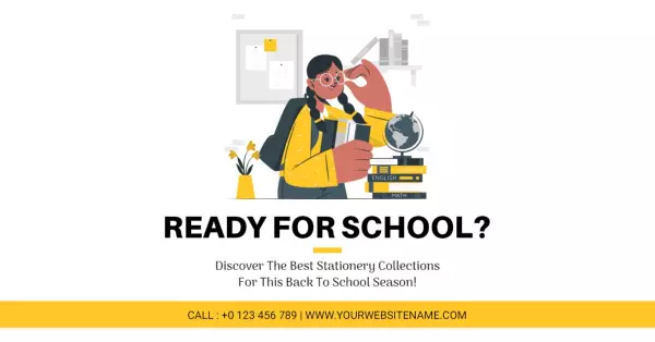 Colorful Stationery Essentials for Back to School Preparation Banner Template