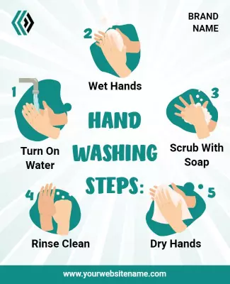 Colorful Step-by-Step Hand Washing Instructions Poster Template