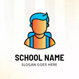 Colorful Student Character Representing Educational School Logo Template