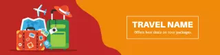 Colorful Suitcases and Travel Accessories Adventure Banner Template