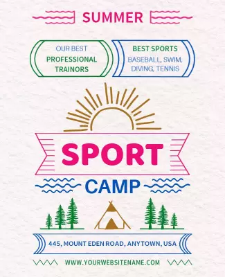 Colorful Summer Sport Camp Activities Flyer Template