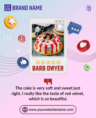 Colorful Sweet Red Velvet Cake Review Poster Template