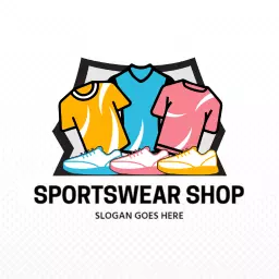 Colorful T-Shirts and Shoes for Active Lifestyle Sportswear Logo Template