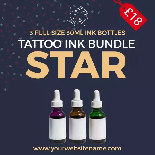 Colorful Tattoo Ink Bundle with Three 30ml Bottles Ad Template