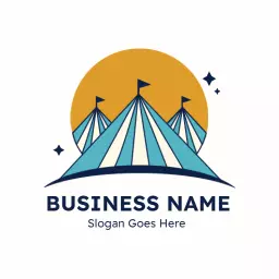 Colorful Tents Surrounded by Stars for Party Rental Logo Template