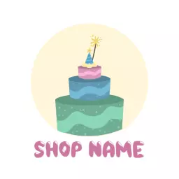 Colorful Three-Tier Cake Design for Bakery Logo Template