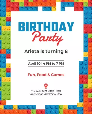 Colorful Toy Block Birthday Party Flyer Template