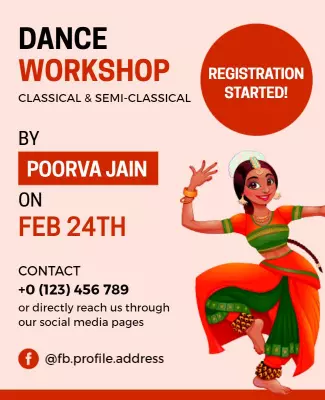 Colorful Traditional Dance Workshop Registration Poster Template