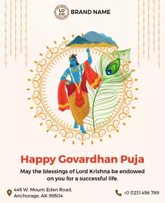 Colorful Traditional Govardhan Puja Celebration Poster Template