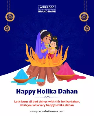 Colorful Traditional Holika Dahan Fire Festival Poster Template
