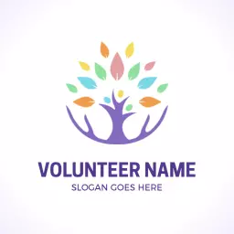 Colorful Tree Growing from Hands Symbolizing Volunteer Work Logo Template