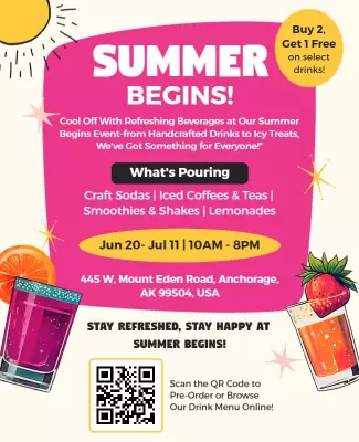 Colorful Tropical Summer Refreshment Event Poster Template