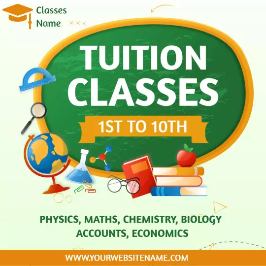 Colorful Tuition Classes for 1st to 10th Grade Subjects Ad Template