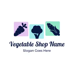 Colorful Vegetable Icons Representing Fresh Grocery Logo Template