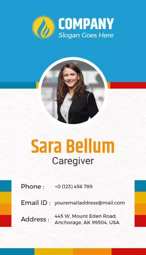 Colorful Vertical Caregiver Business Card Template
