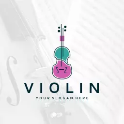 Colorful Violin Design Featuring Musical Elements Logo Template