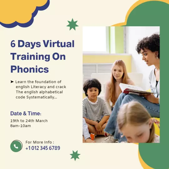 Colorful Virtual Phonics Training for Kids Education Ad Template