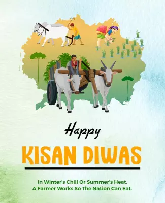 Colorful Watercolor Kisan Diwas Celebration Poster Template