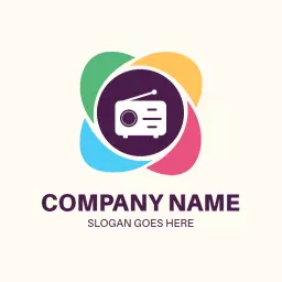 Colorful Wave Design Representing Dynamic Radio Broadcast Logo Template