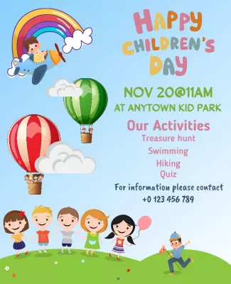Colorful Whimsical Children's Day Celebration Poster Template