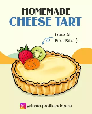 Colorful Whimsical Homemade Cheese Tart Dessert Poster Template