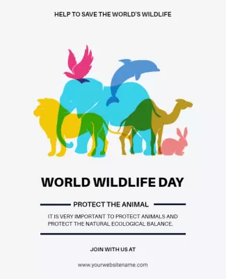 Colorful Wildlife Conservation Awareness Day Poster Template