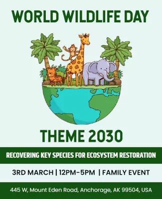 Colorful Wildlife Illustration for Eco Awareness Event Poster Template