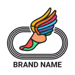 Colorful Winged Foot Design Representing Athletic Track Logo Template