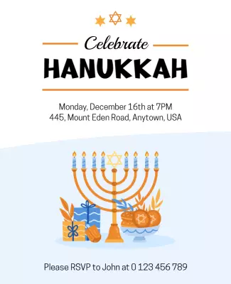Colorful Winter Hanukkah Festival Gathering Poster Template