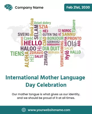 Colorful Word Cloud for International Mother Language Day Poster Template