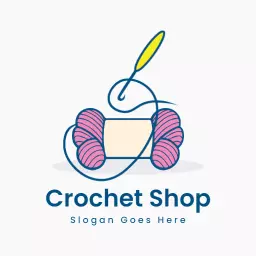 Colorful Yarn and Hook Representing Crochet Shop Logo Template
