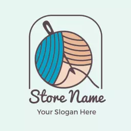 Colorful Yarn Ball Symbolizing Creative Crochet Store Logo Template
