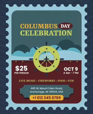 Nautical Themed Columbus Day Celebration Flyer Template