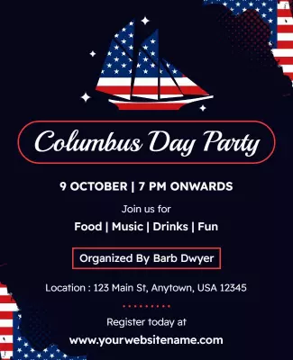 Nautical Patriotic Columbus Day Celebration Party Flyer Template