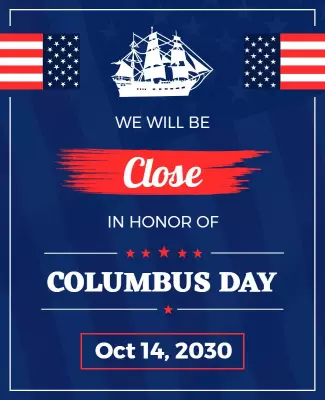 Columbus Day Closure Announcement Flyer Template
