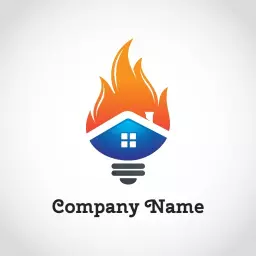 Combining Bright Flames with a House Represents Fire Safety Logo Template